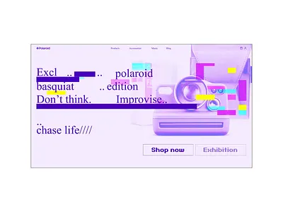 Polaroid website main page animation motion graphics ui ux