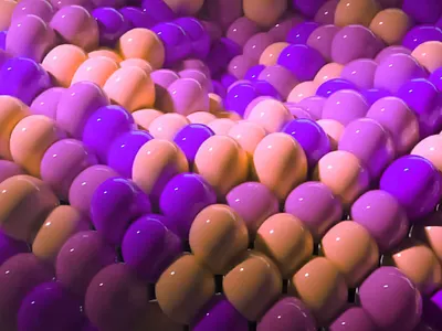 3D Sphere Swarm 3d animation 3d design 3d forms 3d graphics 3d isometric 3d rendering c4d composition creative digital dynamic form generative isometric micro living purple shape vago3d visual volume