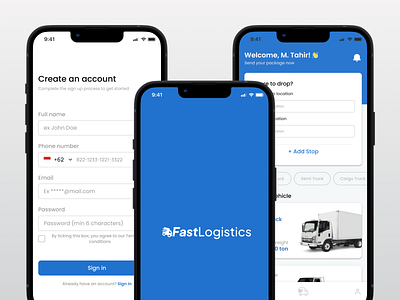 Logistics Mobile App blue case study clean logistics logistics app minimalism mobile app responsive mobile shipment track package tracking ui ui design uiux design