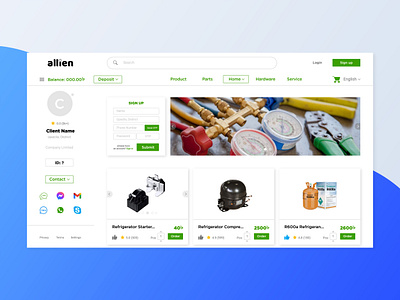 Parts Gallery - website design ui