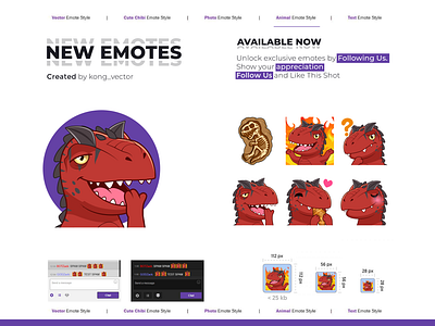 Ferocious Dino Emote Pack Animal Emote Style illustration