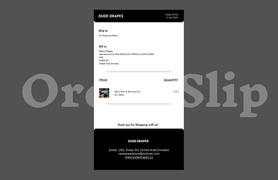 Order slip for e-Commerce store branding ui