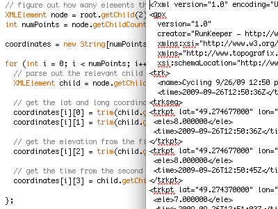 XML + Java Hell code coding elevation java kml owmyhead parsing processing text xml