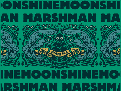 Marshman Moonshine Label austin branding design floral florida green illustration marshman miami moonshine packaging pattern spirits symmetrical texas