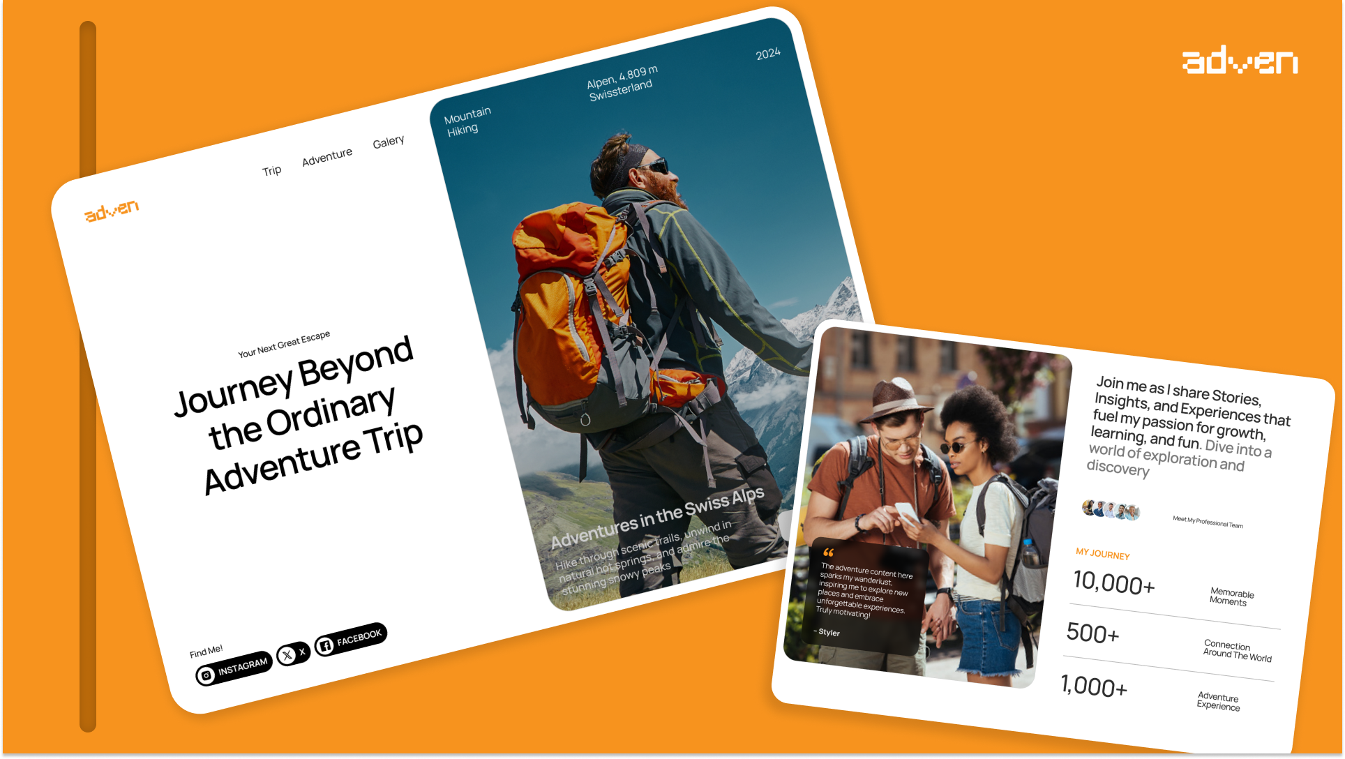 Adven - Travel Landing Page adventure journey logo travel travellogo ui ux
