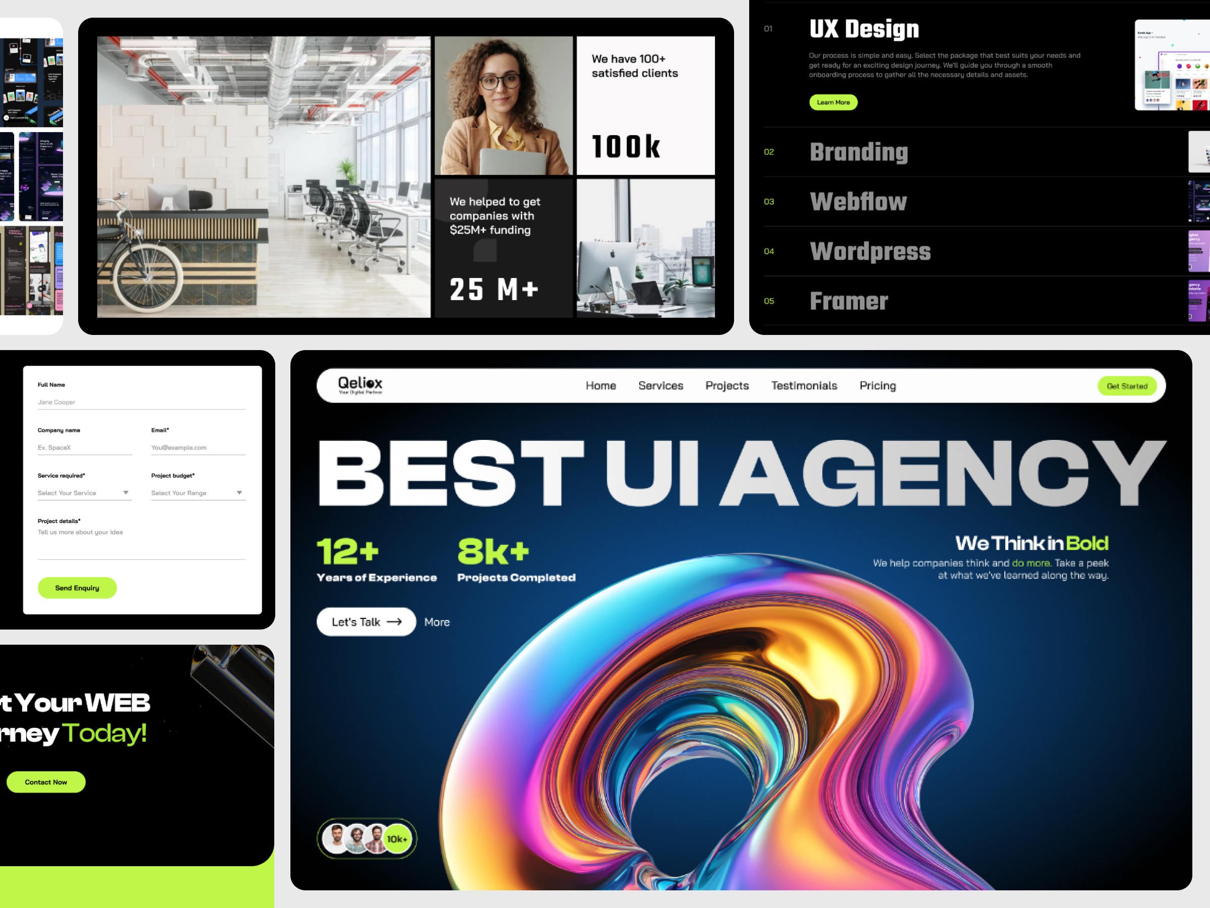 Qeliox Agency Website: uxocean Agency agency branding client collaboration custom websites design digital agency landing page modern design portfolio ui uiux design user experience web design web development