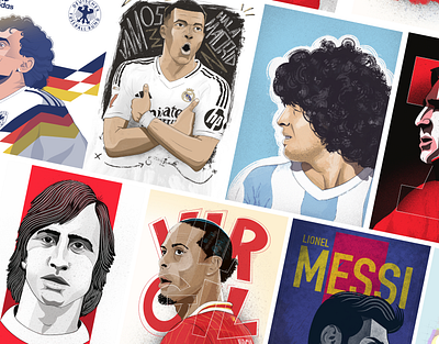 Football Portraits cantona football football art maradona messi portrait ronaldo salah soccer sport