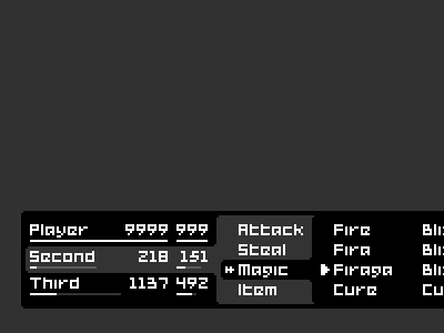Menu & HP/MP Bars 16bit black game gray menu menuaga menura pixel quotient5 white