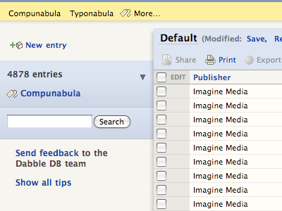 Dabbledb’ing blue compunabula dabbledb database db gray grey persnickety