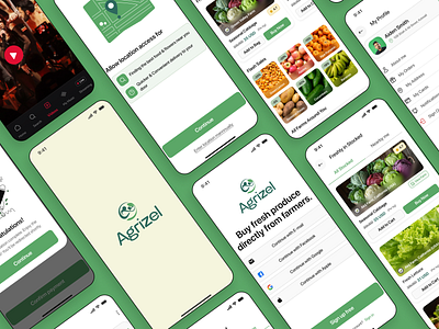 AGRIZEL- Agriculture APP agriculture app design application case study fruits mobile app natural organic uiux vegetables