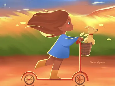 Happy moment 2d character animation children art children book children book illustration childrens book childrens illustration digital art gif golden hour illustration kidlit kidlitart kids illustration