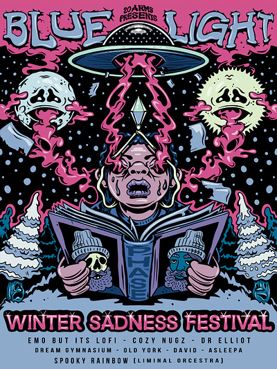 Blue Light Winter Sadness Festival Poster by Brad Leiby band branding design drawing gig graphic design illustration logo poster print show