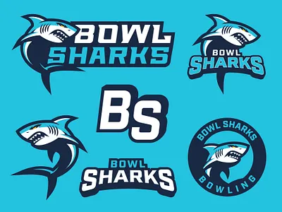 Bowl Sharks Bowling Sports Logo adobe illustrator badge logo bowlling logo branding cartoon logo esports logo graphic design initial logo logo mascot logo shark logo sports logo typeface logo