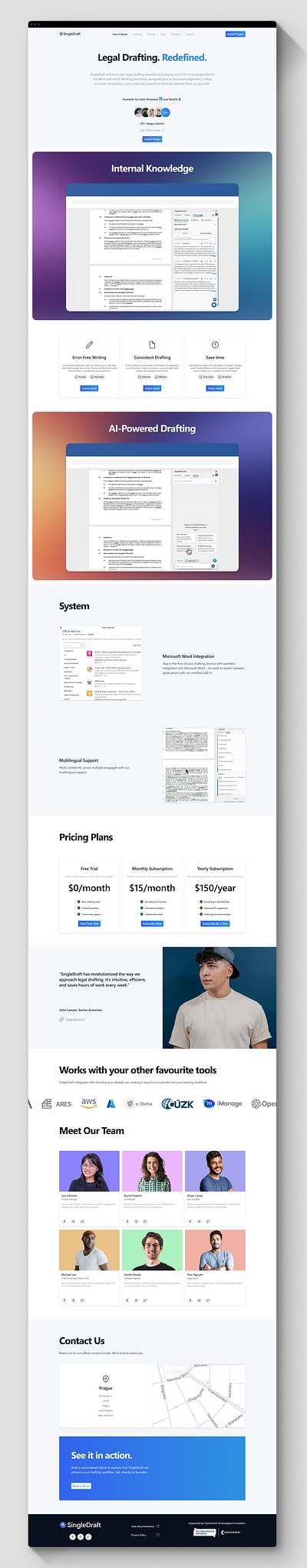 SingleDraft: Website & Plugin desktop landing page plugin redesign ui ux website word