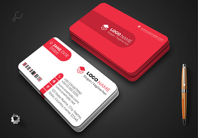 Red Business Card Template simple