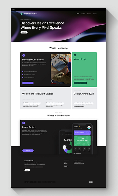 PixelCraft: Landing Page design landing page studio ui ux web design