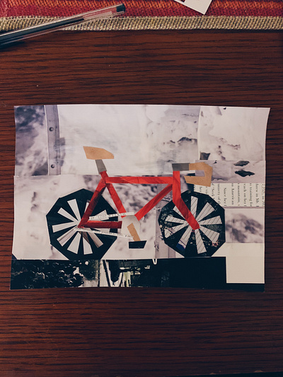 bicycle collage art bicycle bike birthday card collage glue paper