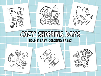 Cozy Shopping Days Coloring Pages art bold and easy bold and easy coloring pages coloring pages cute design illustration line art