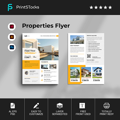 Real State Properties Flyer business company corporate design estate flyer graphic design home home sale poster poster design print project proposal real real estate template