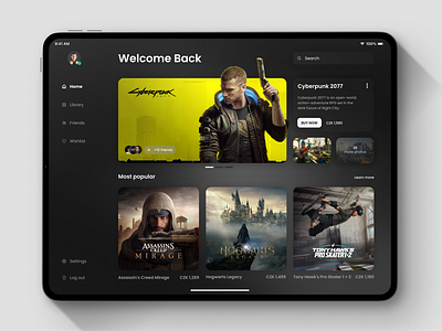 Gaming Platform Dashboard app dashboard desktop epic game gaming platform steam ui ux website