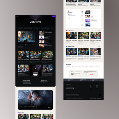 Bia - Blog Page blog blog listing blog page blog ux dark blog lifestyle blog mobile first news sleep blog web design