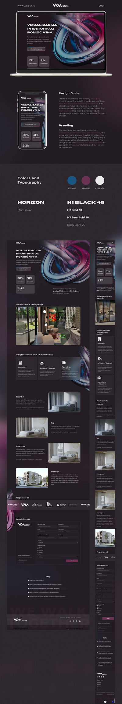 WDA VR: VR-Based Space Visualization branding design figma landing page ui web design wordpress