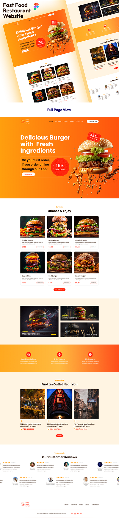 Fast Food Restaurant Website branding design fast food restaurant website fast food website fastfoodmenu fastfoodwebsite figma fooddeliveryapp foodwebsite illustration landing page restaurantlandingpage restaurantui resturant ui ui ux uiux user interface ux web design