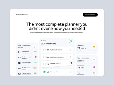 Moon Planner clean design desktop flat design home home screen layout modern modern ui responsive site ui user experience user interface ux website website design