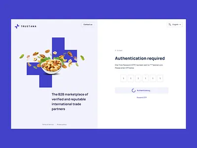 Buyer Onboarding - OTP b2b blockchain buyer e commerce onboarding supplier ui ux web design