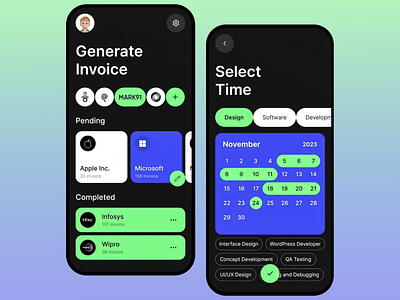 Invoicify mobile app app app for business business app calendar integration data input interface dynamic app design financial planning app invoice generating app invoicing app mobile app mobile app interface mobile app ui mobile invoicing payment tracker professional app design tax management trading numbers ui ux ux ui