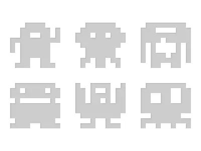 Bits art bitmonsters chicken grey inmanbait monsters octopus pixel robots white