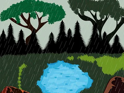 RAINFALL 2d flat art adobe art adobe illustrator arts illustration digital art environment art illustration inspired by nature landscape illustration nature art nature lover portrait art rainfall art vector art