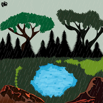 RAINFALL 2d flat art adobe art adobe illustrator arts illustration digital art environment art illustration inspired by nature landscape illustration nature art nature lover portrait art rainfall art vector art