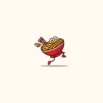 Running Ramen Bowl Logo abstract branding food logo logo noodles ramen running