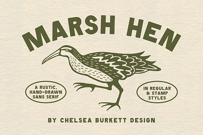 Marsh Hen Hand-Drawn Fonts hand drawn font marsh hen marsh hen fonts rustic font sans serif sans serif font stamp font