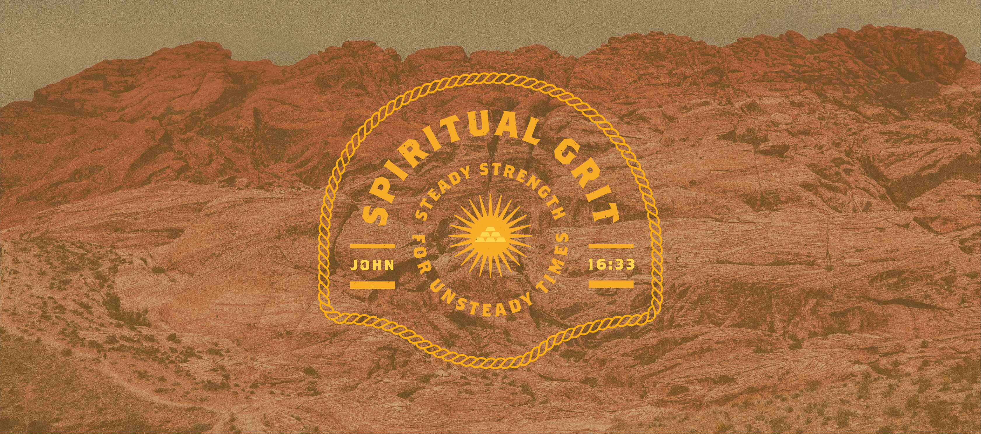 Spiritual Grit badge christian church gold grit john spiritual texture vector western