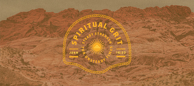 Spiritual Grit badge christian church gold grit john spiritual texture vector western