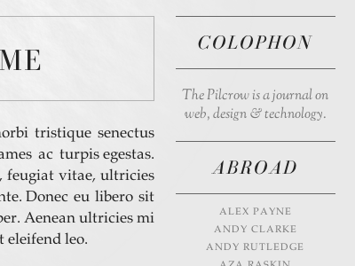 The Pilcrow — Sidebar black blog didone grey greyscale oldstyle serif sidebar thepilcrow typography