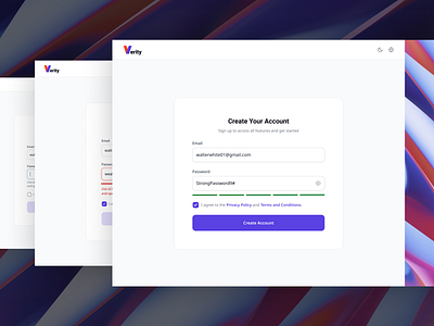 Dashboard Sign Up Page authentication ui create account dashboard signup form validation login design login ux password password requirements registration form secure login sign up page user authentication web form