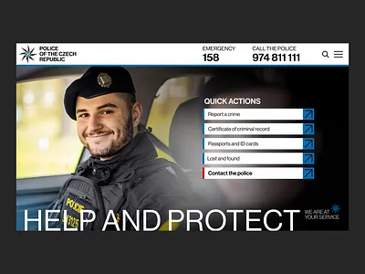 Police website concept hero section typography ui web web design website