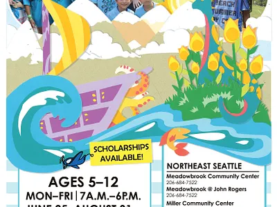 Summer Camp Poster for 5-12 year olds design graphic design illustration paper art poster design