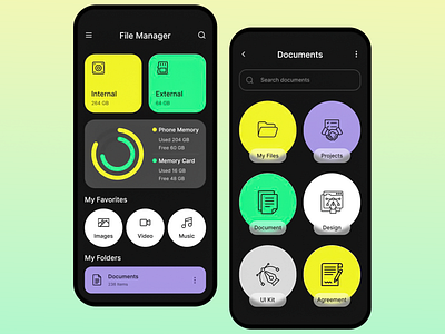 File Manager UI interface app document storage file manager file manager app file organization folder organization mobile app mobile app design mobile app interface mobile file manager modern app design next gen file app phone memory management prodoctivity aimed tools productivity app productivity tools smart file storage ui ui ux ux