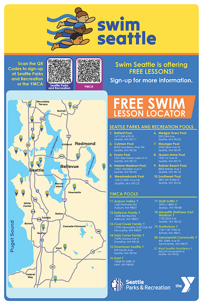 Swim Seattle Map design graphic design illustration map design poster design vector