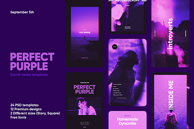 Perfect Purple Social Media Kit colorful design duo tone instagram kit instagram stories instagram template popular template professional design september5 social media bundle social media template trending design