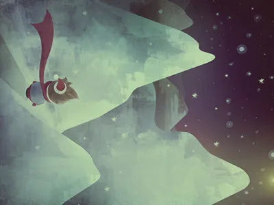 Homeward illustration mountains poster snow vintage winter