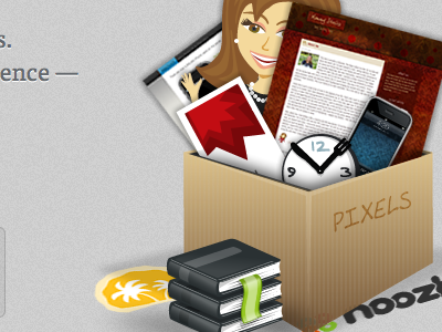 A peek into the redesign of my site box of goodies pixels