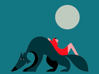 Lunar Light illustration art artwork cartoon scene visuals creative graphics girl illustration lunar rest modern illustration moon moonlight moonligt moonlit illustration mysterious mystical artwork peace rest resting on nature stylized animals wildlife wolf