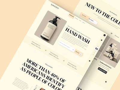 Loved01- Shopify Beauty Product Landing Page beauty product bottle cosmetic design ecommerce product ecommerce store homepage landing landingpage lotion minimal shopify landing page shopify store skincare typography ui uiux ux web design website