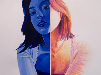 Color Study Self Portrait color study colored pencil illustration mixed media painting