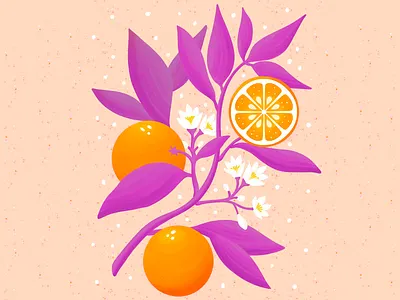 Orange Bloom illustration art illustration charming seasonal vibes creative wallpaper design decorative wall art delicate floral composition elegant botanical visual elegant stationery art illustration minimalist nature aesthetic nature inspired art orange tree branch perfect for decor purple branch illustration subtle seasonal elegance unique color combination vibrant oranges artwork wallpaper warm and inviting design whimsical nature illustration